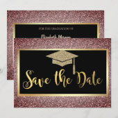 Elegante gouden glitterscriptie bruin save the date (Voorkant / Achterkant)