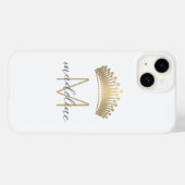 Elegante gouden glitterskroon monogram initiaal na Case-Mate iPhone case (Achterkant (horizontaal))