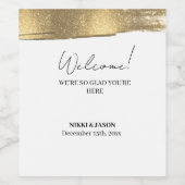 Elegante gouden glitterslijn Minimale huwelijksont Wijn Etiket (Enkel label)