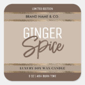 Elegante gouden glittersoekaars in moderne neutral vierkante sticker (Voorkant)