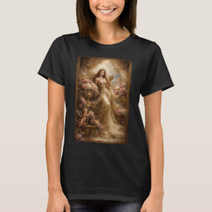 Elegante Gouden Godin met Cherubijn T-shirt