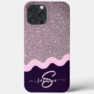 Elegante Gouden Golf Glitter Geborduurde Naam Case-Mate iPhone Case