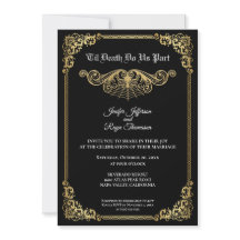 Elegante gouden gotische Halloween-huwelijksuitnod