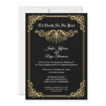 Elegante gouden gotische Halloween-huwelijksuitnod