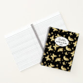 Elegante Gouden Goud Vlinder Script Naam Monogram Notitieboek (Binnen)