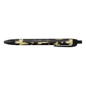 Elegante Gouden Goud Vlinder Script Naam Monogram Zwarte Inkt Pen (Bodem)