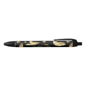 Elegante Gouden Goud Vlinder Script Naam Monogram Zwarte Inkt Pen (Bovenkant)
