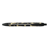 Elegante Gouden Goud Vlinder Script Naam Monogram Zwarte Inkt Pen (Achterkant)