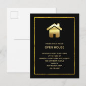 Elegante gouden gradiënt huis symbool Open huis Uitnodiging Briefkaart (Voorkant / Achterkant)
