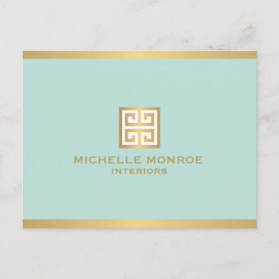 Elegante Gouden Griekse Sleutel op Munt Briefkaart