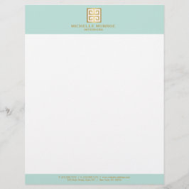 Elegante Gouden Griekse Sleutel op Munt Interieur  Briefhoofd