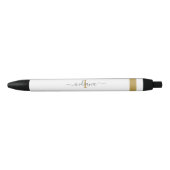 Elegante gouden grijze script monogram naam initia zwarte inkt pen (Voorkant)