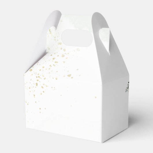 Elegante gouden groen bloemengebladerte doop bedankdoosjes (Achterkant)