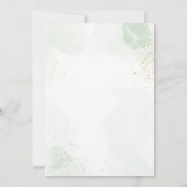 Elegante gouden groen bloemengebladerte doop kaart (Achterkant)