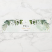 Elegante gouden groen bloemengebladerte doop waterfles etiket (Enkel label)