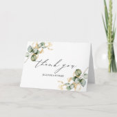 Elegante gouden groen bruiloft dank u kaart (Voorkant)