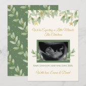 Elegante gouden groen Christmas geboorteaankondigi Feestdagenkaart (Voorkant / Achterkant)