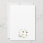 Elegante gouden groen eucalyptus monogram bruiloft kaart (Achterkant)