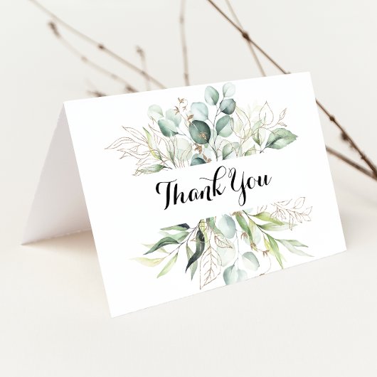 Elegante gouden groen gevouwen bruiloft dank u bedankkaart