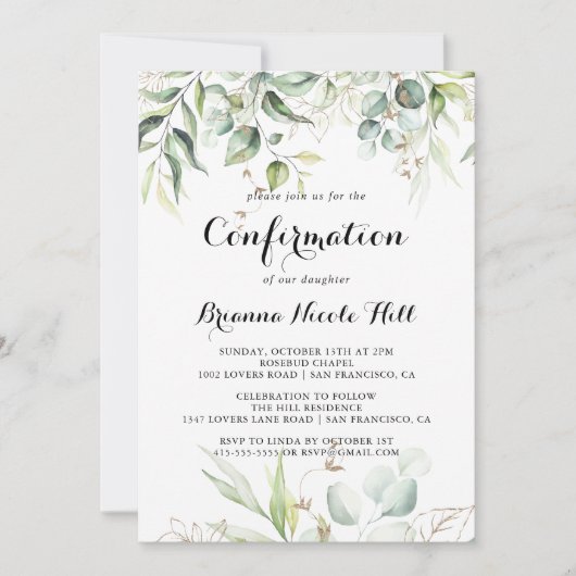 Elegante gouden groen kalligrafie bevestiging kaart (Voorkant)