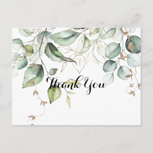 Elegante gouden groen kalligrafie dank u briefkaart (Voorkant)