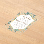 Elegante gouden groen laat 80e tachtig verjaardag acryl uitnodigingen (Laagn)