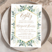 Elegante gouden groen laat 80e tachtig verjaardag kaart