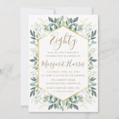 Elegante gouden groen laat 80e tachtig verjaardag kaart (Voorkant)