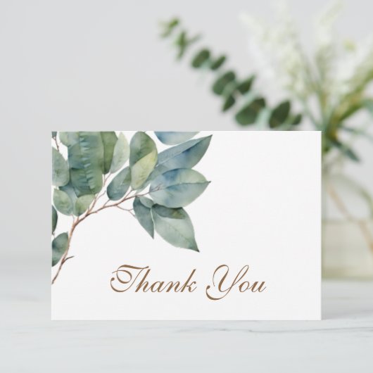 Elegante gouden groen waterverf dank u kaart (Staand voorkant)