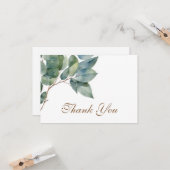 Elegante gouden groen waterverf dank u kaart (Voorkant / Achterkant in situ)