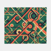 Elegante Gouden & Groene Art Deco Geometrische Dek Fleece Deken (Voorkant (Horizontaal))