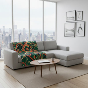 Elegante Gouden & Groene Art Deco Geometrische Dek Fleece Deken