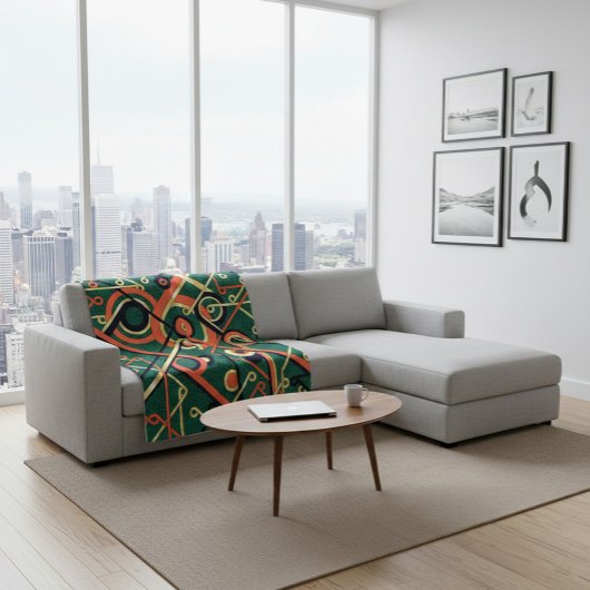 Elegante Gouden & Groene Art Deco Geometrische Dek Fleece Deken