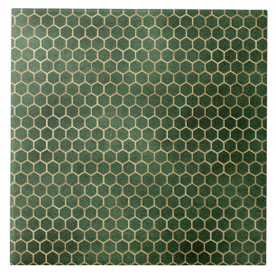 Elegante Gouden Groene Bijenkorf Honingraat Tegeltje