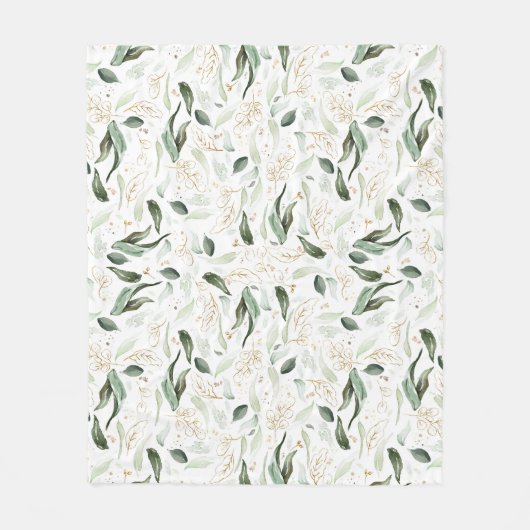 Elegante gouden groene bladeren fleece deken (Voorkant)