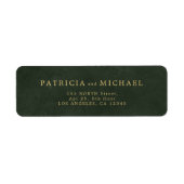 Elegante gouden groene bruiloft retour adres etiket (Voorkant)