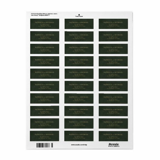 Elegante gouden groene bruiloft retour adres etiket (Full Sheet)