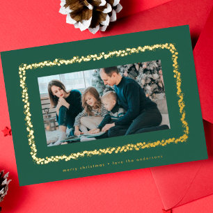 elegante gouden groene bubbels foto kerst frame folie feestdagenkaart