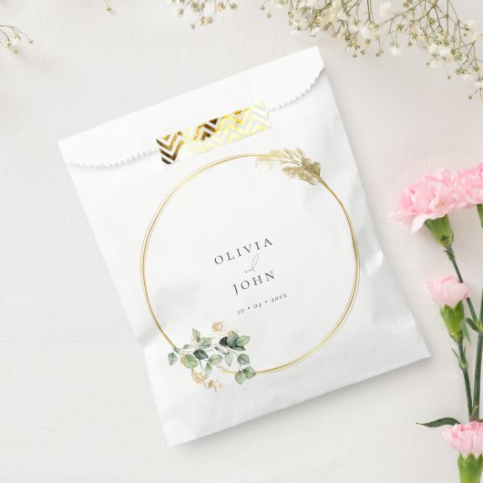 Elegante gouden groene Eucaliptus bruiloft Bedankzakje (Gezegeld)