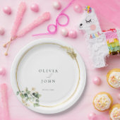 Elegante gouden groene Eucaliptus bruiloft Papieren Bordje (Feest)