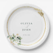 Elegante gouden groene Eucaliptus bruiloft Papieren Bordje (Voorkant)