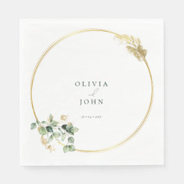 Elegante gouden groene Eucaliptus bruiloft Servet