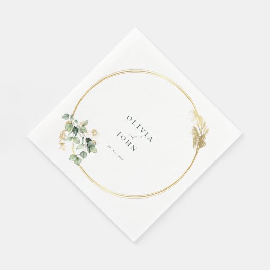 Elegante gouden groene Eucaliptus bruiloft Servet (Hoek)