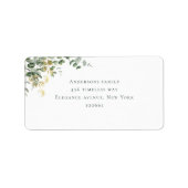 Elegante Gouden Groene Eucalyptus Bruiloft Etiket (Voorkant)