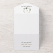 Elegante Gouden Groene Eucalyptus Monogram Bruilof All In One Uitnodiging (Buitenkant)