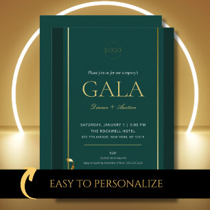 Elegante Gouden Groene Gala Fondsenwervings Evenem Kaart