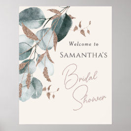 Elegante Gouden Groene Glanzende Bladeren Bruidsdo Poster