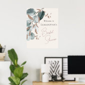 Elegante Gouden Groene Glanzende Bladeren Bruidsdo Poster (Thuiskantoor)