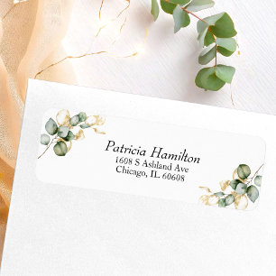 Elegante Gouden Groene Huwelijkdecoratie Etiket