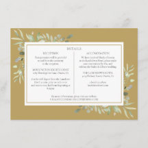 Elegante Gouden Groene Huwelijksdetails Informatie